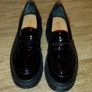 And leather platform loafers